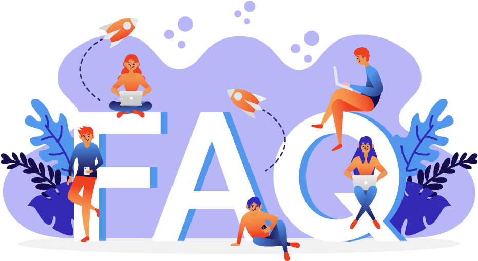 faq boy with logos